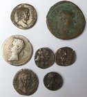 Augustus (27 BC-AD 14), denarius, Spanish mint, bust left, rev., shield (RIC 35; BMC 321); quinarii (2, RIC 1a and 1b); Hadrian, plated denarii (2) an...