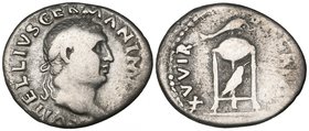 Vitellius (69), denarius, rev., tripod, fine; Titus, denarii (2), rev., dolphin entwi ned around anchor and elephant standing left, ­fine to about ver...