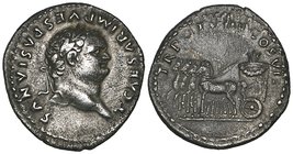 Vespasian (69-79), sestertius, Rome, 71, Judaea Capta type, 25.42g (RIC 159; Hendin 1500), dark patina, good fine; denarius, Judaea type (RIC 4), pitt...