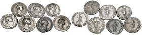 Trajan (98-117), denarii (6), various reverse types including military trophy; Marcus Aurelius, denarius, rev., emperor sacrificing, mainly very fine ...