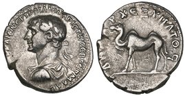 Trajan (98-117), drachm, Bostra, bust left, rev., camel, 3.36g, die axis 6.00 (RPC III 4080; SNG ANS 1158), very fine

Estimate: GBP 150 - 200