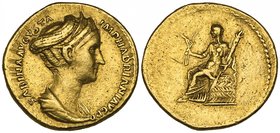 Sabina (wife of Hadrian, died 136), aureus, Rome, 128-136, SABINA AVGVSTA IMP HADRIANI AVG P P, diademed and draped bust right, rev., (no legend), Cer...