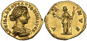 Lucilla (wife of Lucius Verus, died 182), aureus, Rome, undated, LVCILLAE AVG ANTONINI AVG F, draped bust right, rev., VENVS, Venus standing left, hol...