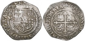 Philip II (1556-1598), 1 real, Mexico mint, shield with mintmark M° to left, O to right, 3.34g (Cal. type 398, no. 643), good very fine

Estimate: G...