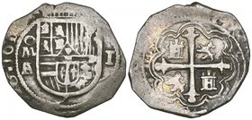 Philip III (1598-1621), 1 real, Mexico mint, 161[0], 1 over 0 and thus probably 1610/09, assayer’s initial A over F, 3.33g (cf Cal. 450-453), irregula...