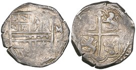 Philip III (1598-1621), 2 reales, Mexico mint, undated, assayer D, an early issue from crude dies with especially coarse castles on reverse, 6.91g (cf...