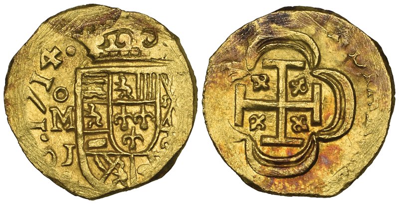 Philip V (1700-1724), cob 1 escudo, 1714 J, clear date and oMJ, rev., new type w...