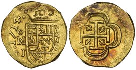 Philip V (1700-1724), cob 1 escudo, 1714 J, clear date and oMJ, rev., new type with plain cross-ends, 3.43g (Cal. type 109, no. 510), very slight disc...