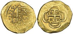 Philip V (1700-1724), cob 2 escudos, 1714 J, sharply struck somewhat off-centre, with excellent date numerals and oMJ, full cross on reverse, 6.77g (C...