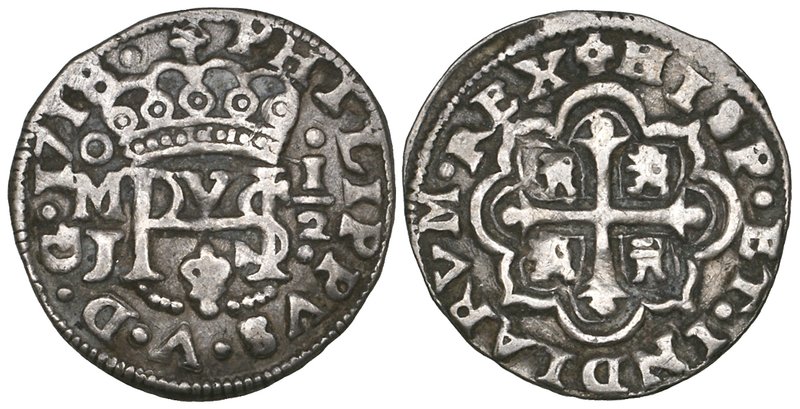 Philip V (1700-1724), Royal Coinage, round half-real, Mexico City, 1718 J, struc...