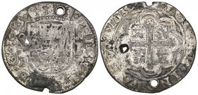 Philip V (1700-1724), Royal Coinage, round 1 real, Mexico City, 1715 J, struck in coinage alignment, 2.82g (Cal. type 257, no. 1556), old mercury gild...