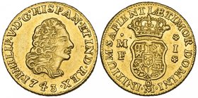 Philip V (1724-1746), 1 escudo, Mexico City mint, 1743 MF (Cal. 528; F. 11), virtually mint state

Estimate: GBP 250 - 300