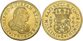 Philip V (1724-1746), 4 escudos, Mexico City mint, 1735 MF (Cal. 241; F. 9), virtually mint state, with some original mint lustre

Estimate: GBP 300...