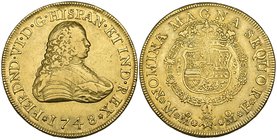 Ferdinand VI (1746-1759), 8 escudos, Mexico City mint, 1748 MF, value 8-S at sides of shield (Cal. 34; F. 17), very fine

Estimate: GBP 1500 - 2000