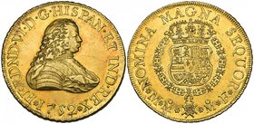 Ferdinand VI (1746-1759), 8 escudos, Mexico City mint, 1752 MF, without value beside shield (Cal. 40; F. 17), a few light handling marks, generally ex...