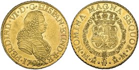 Ferdinand VI (1746-1759), 8 escudos, Mexico City mint, 1758 MM, older cuirassed bust right (Cal. 46; F. 21), a couple of minor contact marks in obvers...