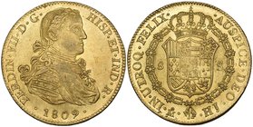 Ferdinand VII (1808-1822), 8 escudos, Mexico City mint, 1809 HJ, armoured bust (Cal. 44; F. 47), almost mint state. Offered in a NGC holder graded MS ...