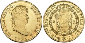 Ferdinand VII (1808-1822), 8 escudos, Mexico City mint, 1821 JJ, laureate head (Cal. 62; F. 52), centre slightly weak, good very fine, the last Spanis...