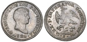 Empire of Agustín Iturbide (1822-1823), half-real, Mexico mint, 1822 JM, second bust type, with full legend, rev., crowned Imperial Mexican eagle, adj...