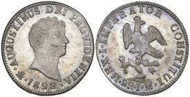Empire of Agustín Iturbide (1822-1823), 2 reales, Mexico mint, 1822, weakly struck at centre on Emperor’s cheek, mint state and well toned, rare thus....