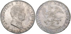 Empire of Agustín Iturbide (1822-1823), 8 reales, Mexico mint, 1822 JM, large head right, with long, straight truncation, legend reads augustinus, rev...