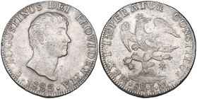 Empire of Agustín Iturbide (1822-1823), 8 reales, Mexico mint, 1823 JM, medium head right, legend reads augustinus, rev., large eagle, legend begins a...