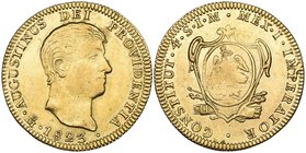 Empire of Agustín Iturbide (1822-1823), 4 escudos, Mexico mint, 1823 JM, rev., eagle in cartouche, light adjustment marks and eagle weakly struck as u...
