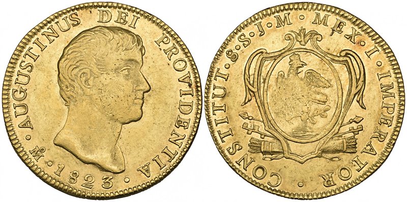 Empire of Agustín Iturbide (1822-1823), 8 escudos, 1823 JM, Mexico mint, large h...
