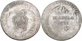 First Empire / Philippines, 8 reales of Agustín Iturbide, 182[3], Mexico mint, with crowned Spanish royal shield countermark on obverse and manila 182...