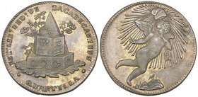 Republic, State of Zacatecas, ‘Flying Eros’ Coinage, pattern or proof quarter-real, 1833, similar to the brass currency coin but struck in a copper-ni...