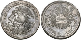 Republic, Hookneck Coinage, 8 reales, Durango mint, 1824 RL, defiant snake, small Libertad cap, 26.95g (Hubbard & O’Harrow dies D8 / S4; DP-Do01), lig...
