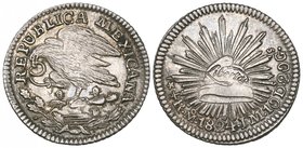 Republic, Hookneck Coinage, half-real, Mexico City mint, 1824 JM, 1.69g (Hubbard &amp; O’Harrow pp 58-59, type 2, this coin illustrated), good extreme...