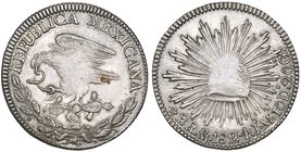 Republic, Hookneck Coinage, 2 reales, Mexico City mint, 1824 JM, type 2, 6.70g (Hubbard & O’Harrow pp 60-62, this coin illustrated) centres weakly str...