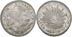 Republic, Hookneck Coinage, 8 reales, Mexico City mint, 1824 JM, rev., stops between 10.Ds and 20.Gs, 27.10g (Hubbard &amp; O’Harrow dies MO16/MR16, p...
