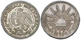 Republic, half-real, Estado de Mexico mint, 1829 LF, extremely fine and well struck, very rare. Ex Hans Schulman auction, New York, April 1953, lot 76...