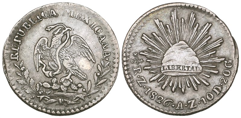 Republic, half-reales (5), all Zacatecas mint, 1826 AZ, 1827 AO, 1830 OV, 1834 O...