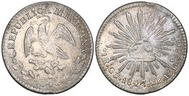 Republic, 1 real, Guadalupe y Calvo mint, 1847 MP, striking flaws but good extremely fine and clear. Ex G. Gomez and D. Douglas Collections.

Estima...
