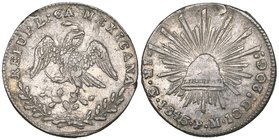 Republic, 1 real, Guanajuato mint, 1843 PM, variety with concave wings, medallic die alignment, several scratches and marks, very fine; together with ...