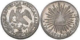 Republic, 1 real, Mexico City mint, 1825 JM, gem mint state and deeply toned, rare thus. Ex Pradeau Collection and Hendricks auction, lot 454. Offered...