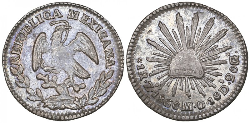 Republic, 1 real, Zacatecas mint, 1860 MO, two or three surface knocks, one caus...