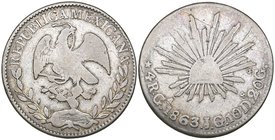 Republic, 4 reales, Guadalajara mint, 1863/2 JG, very good, scarce

Estimate: GBP 120 - 150