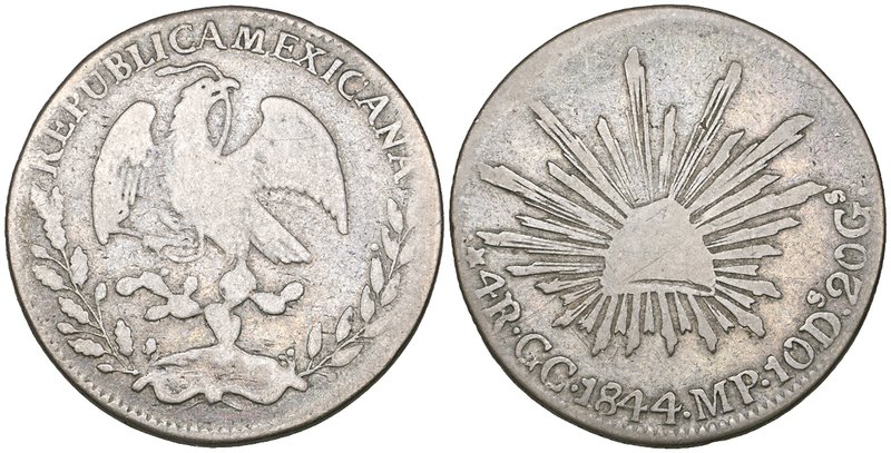 Republic, 4 reales, Guadalupe y Calvo mint, 1844 MP, only very good to fine but ...