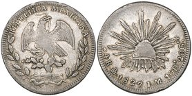 Republic, 4 reales, Mexico City mint, 1827/6 JM, a couple of edge knocks, otherwise good fine to very fine, the earliest known Republic 4 reales (desp...