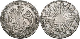 Republic, 8 reales, Chihuahua mint, 1834 MR (DP-Ca04), good fine and rare. Ex Superior, June 1979.

Estimate: GBP 150 - 200