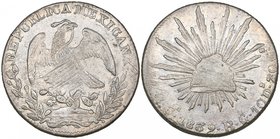 Republic, 8 reales, Chihuahua mint, 1839 RG, new die style, normal legends, 27.14g (DP-Ca10), with heavy adjustment marks on both sides, very fine to ...