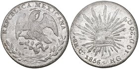 Republic, 8 reales, Chihuahua mint, 1856 RG, 5 of date over 4, 27.05g (DP-Ca27), minor striking faults, about uncirculated, lightly toned

Estimate:...