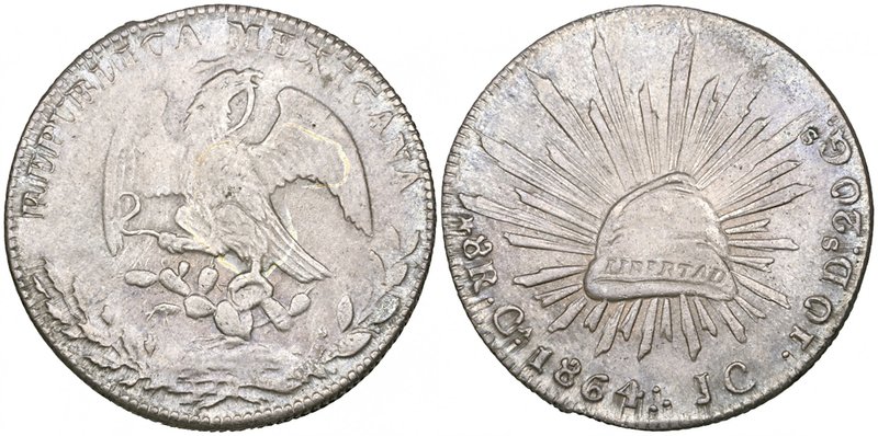 Republic, 8 reales, Chihuahua mint, 1864 JC (DP-Ca37), good very fine to extreme...