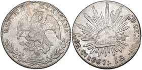 Republic, 8 reales, Chihuahua mint, 1867 JG, 26.91g (DP-Ca43), about uncirculated, rare thus

Estimate: GBP 500 - 700