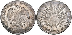 Republic, 8 reales (4), Culiacán mint, 1870 CE (DP-Cn27), minor oxide spot, extremely fine, 1877 JA, normal mintmark (DP-Cn35), good extremely fine, s...