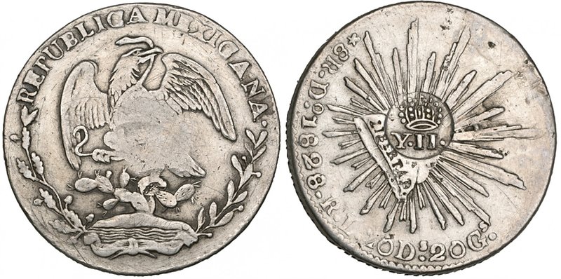 Republic / Philippines, 8 reales, Durango mint, 1828 RL (DP-Do05), with Manila c...